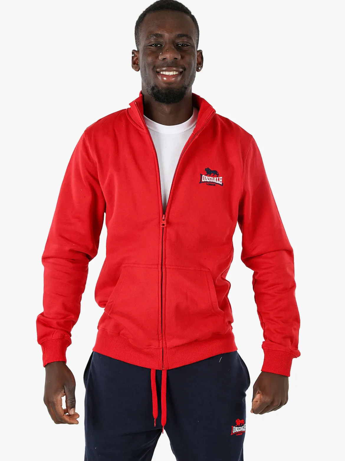 Lonsdale Felpa sportiva da uomo con zip intera - rosso