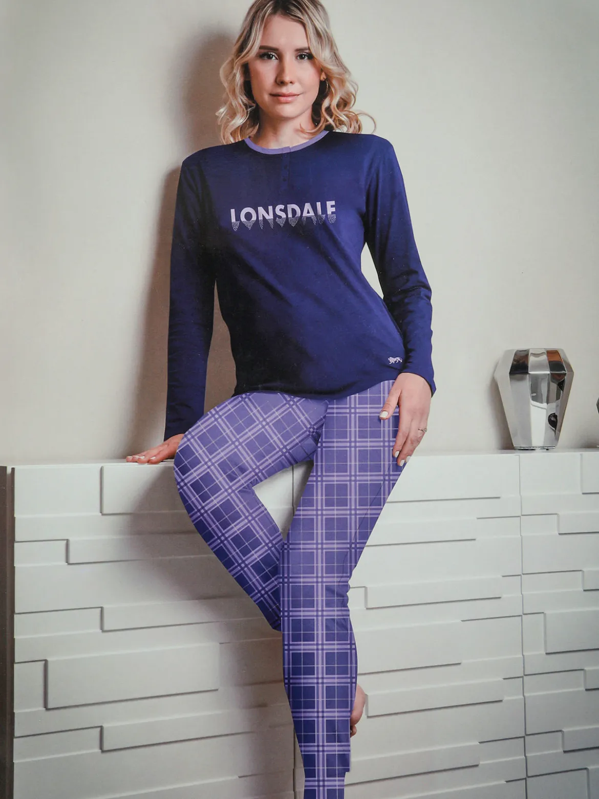 Lonsdale Pigiama lungo da donna in cotone