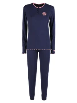 Lonsdale Pigiama lungo da donna in cotone con volant