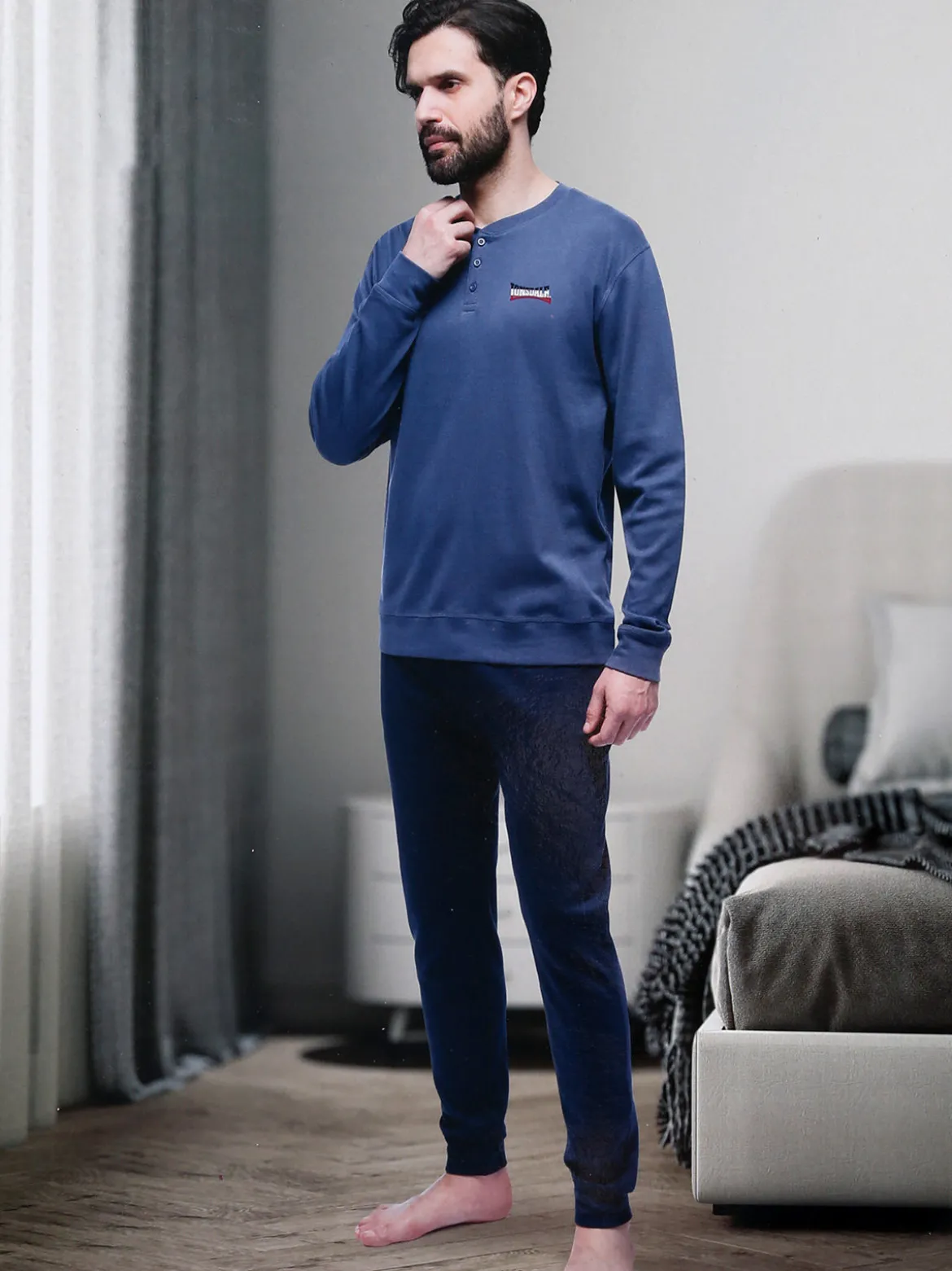 Lonsdale Pigiama lungo da uomo in cotone