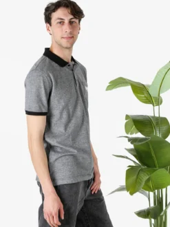 Lonsdale Polo da uomo in cotone a maniche corte con taschino - nero