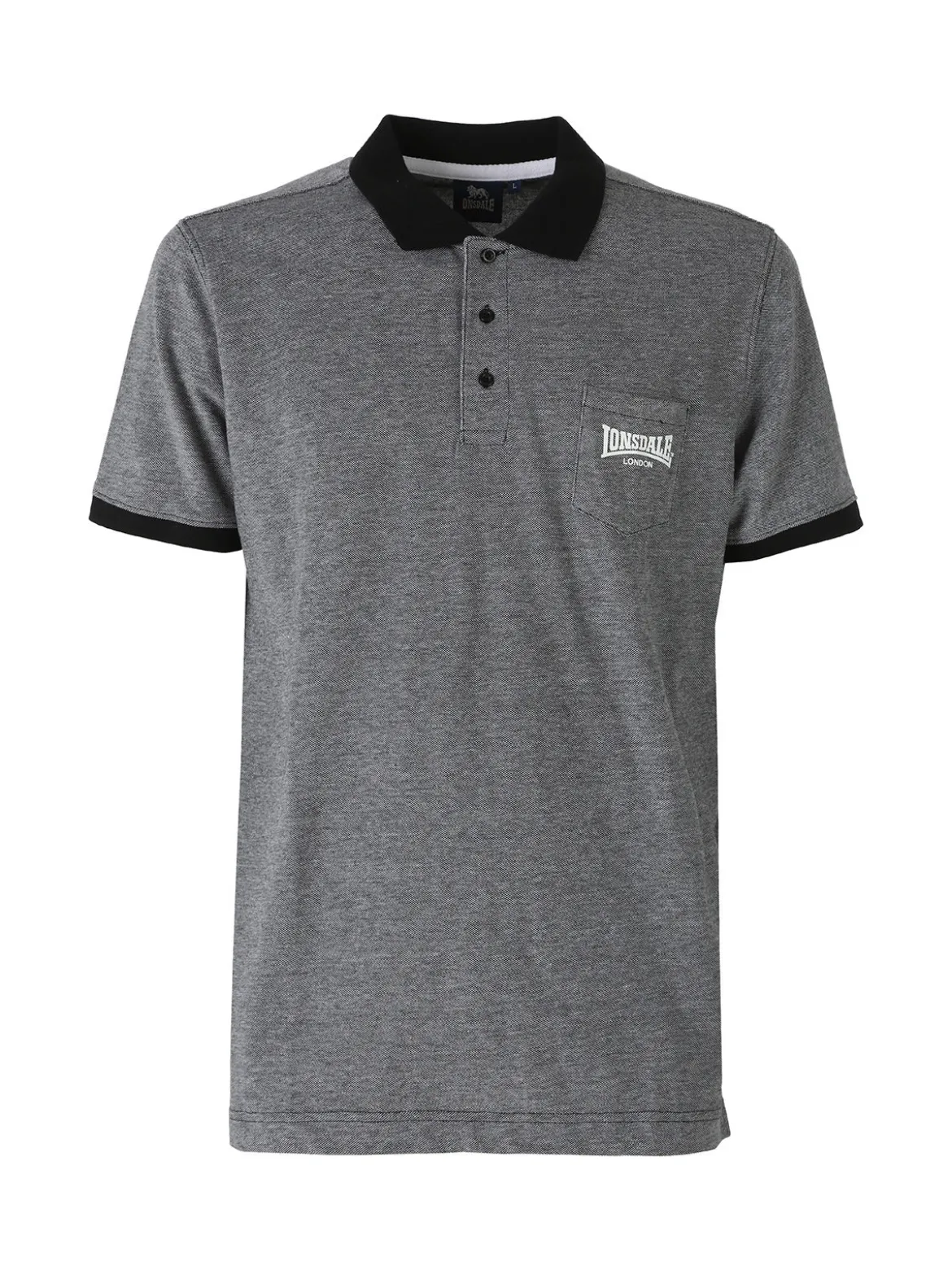 Lonsdale Polo da uomo in cotone a maniche corte con taschino - nero