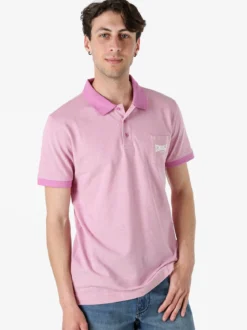 Lonsdale Polo da uomo in cotone a maniche corte con taschino - rosa