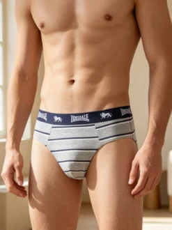 Lonsdale Slip rigati da uomo in cotone - grigio