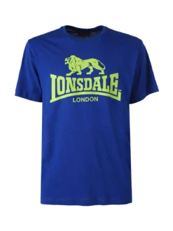 Lonsdale T-shirt da uomo in cotone con maxi stampa logo - blu