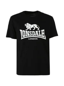 Lonsdale T-shirt da uomo in cotone con maxi stampa logo - nero