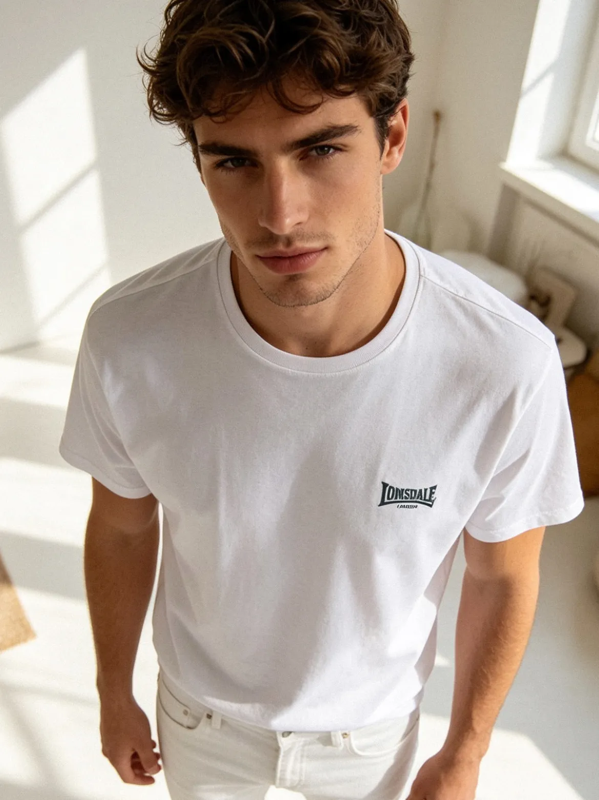 Lonsdale T-shirt girocollo da uomo in cotone con logo