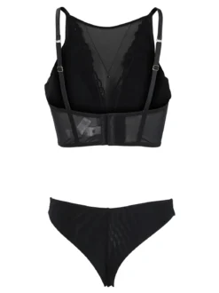 Lormar Broadway coordinato intimo da donna in pizzo e tulle con top bra + brasiliana COPPA B - nero