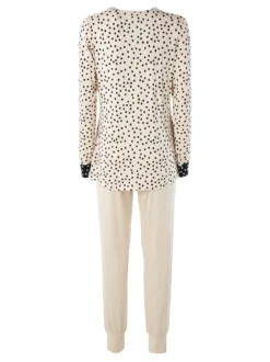 Lormar LIAISON Pigiama lungo da donna in viscosa con stampa a pois - beige