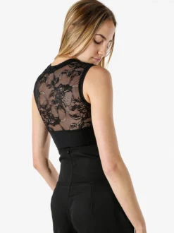 Lormar SHOW Top bra a fascia con coppe imbottite e dettagli in pizzo - nero