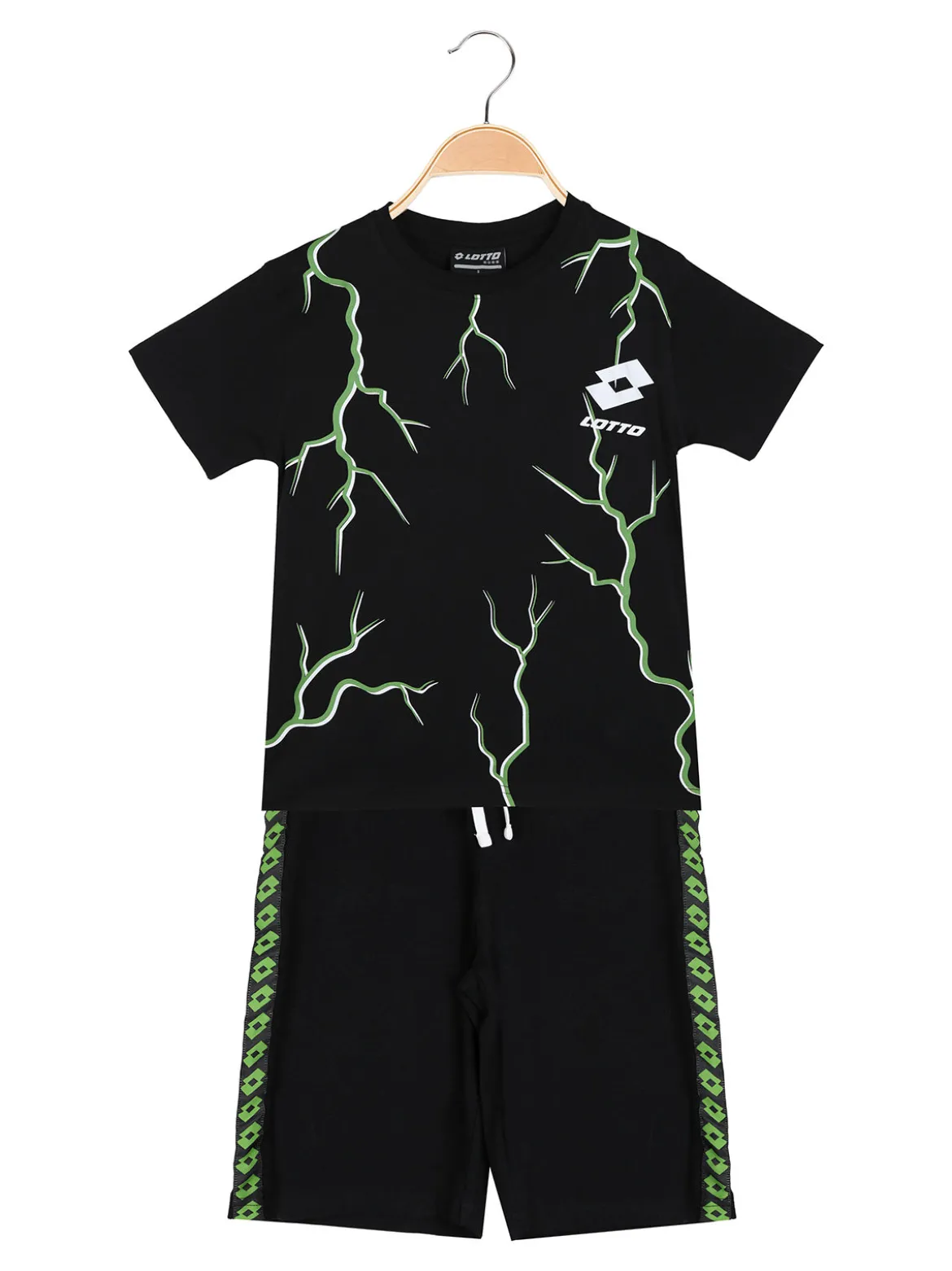 Lotto Completo corto da bambino in cotone con t-shirt e bermuda - nero