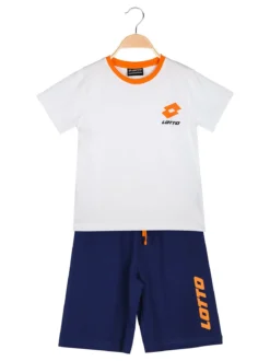 Lotto Completo corto da bambino in cotone con t-shirt logo e bermuda - arancione