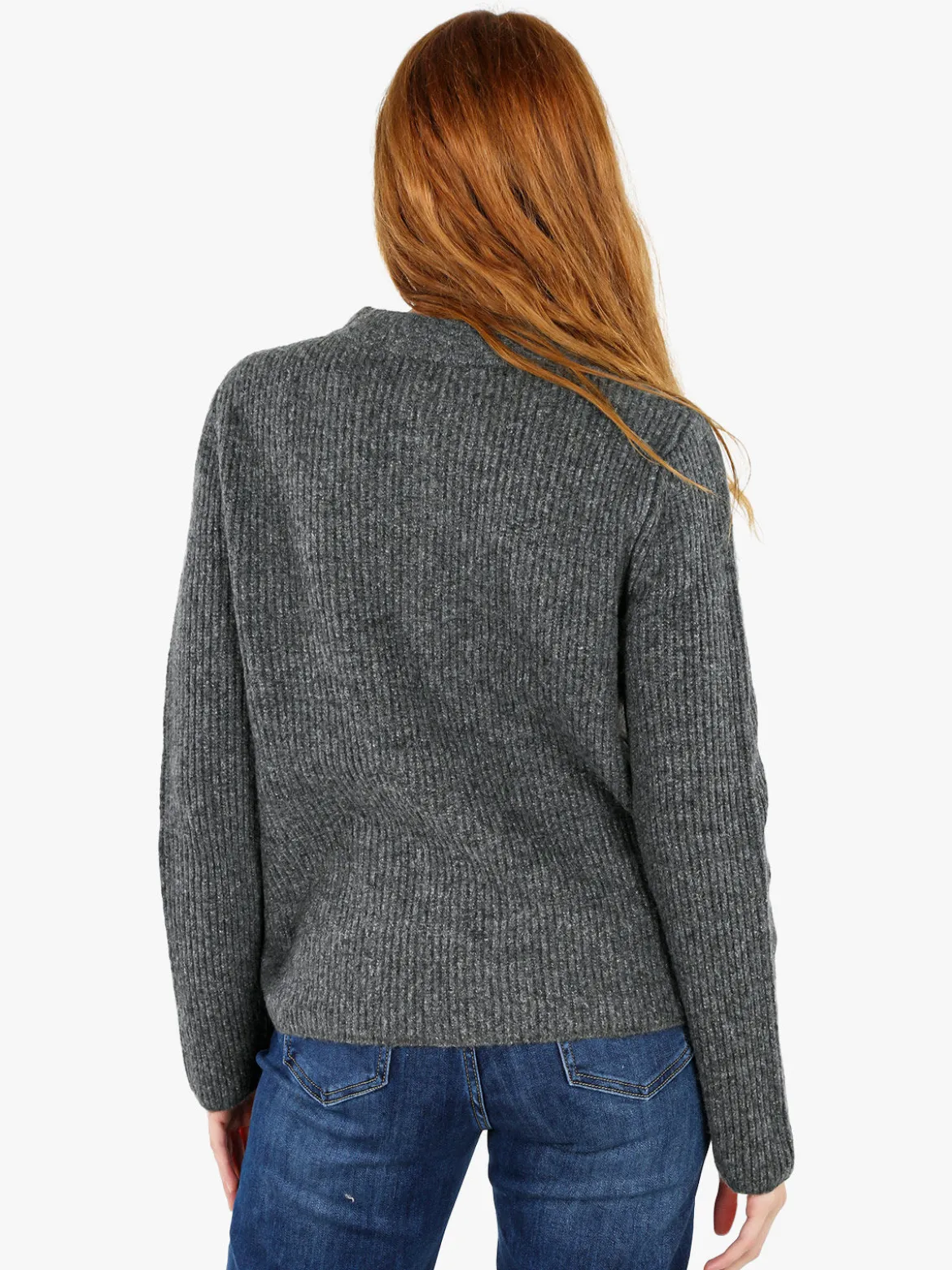 Louise Doro Cardigan donna in maglia con bottoni e taschini - grigio scuro