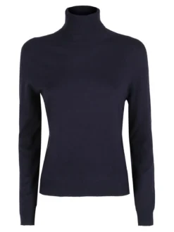 Louise Doro Dolcevita donna in maglia tinta unita - blu scuro