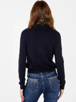 Louise Doro Dolcevita donna in maglia tinta unita - blu scuro
