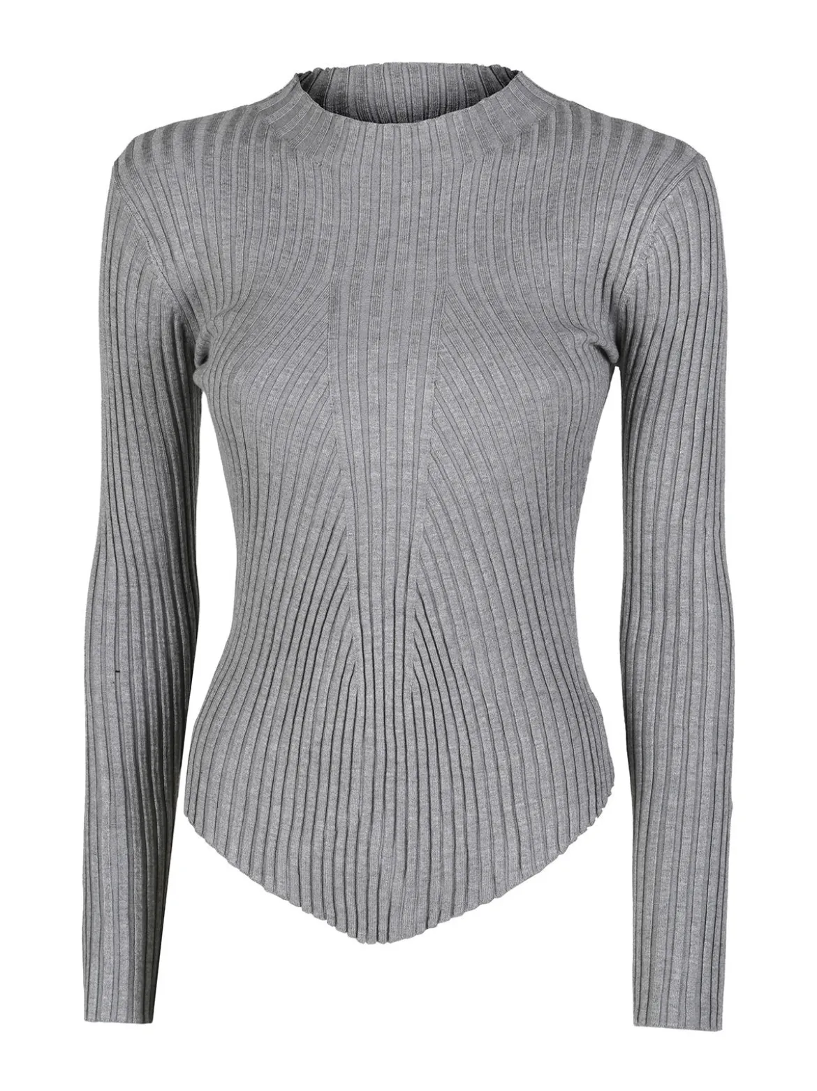 Louise Doro Maglia donna a costine con finale a punta - grigio