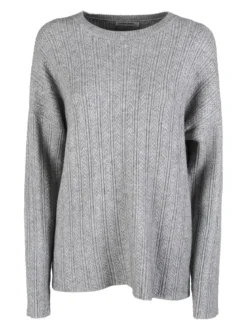 Louise Doro Maglione donna oversize a trecce con strass - grigio