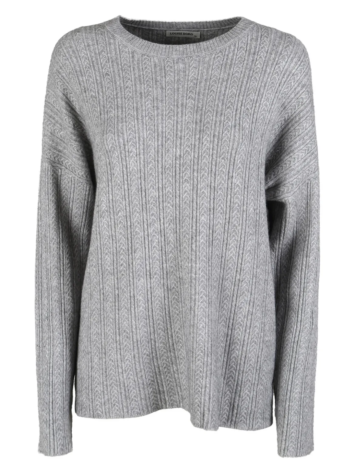 Louise Doro Maglione donna oversize a trecce con strass - grigio