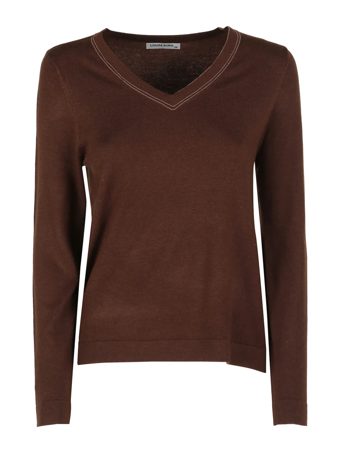 Louise Doro Pullover donna in maglia con scollo a V - marrone