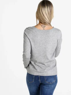 Louise Doro Pullover donna in maglia misto lana - grigio