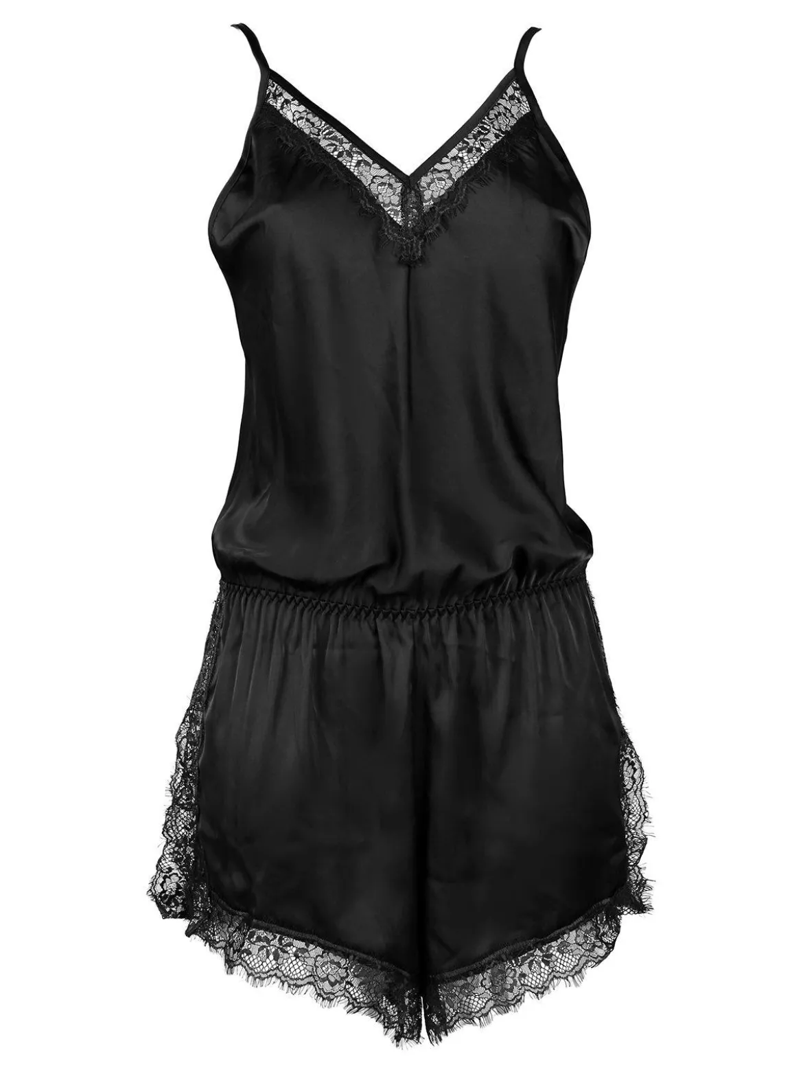 Lovelx Pigiama tuta donna effetto raso con pizzo
