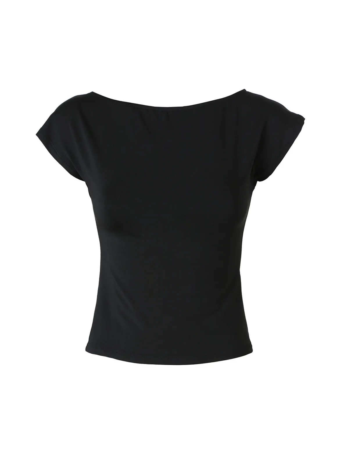 Lovery Top donna con scollo a barca e maniche corte - nero