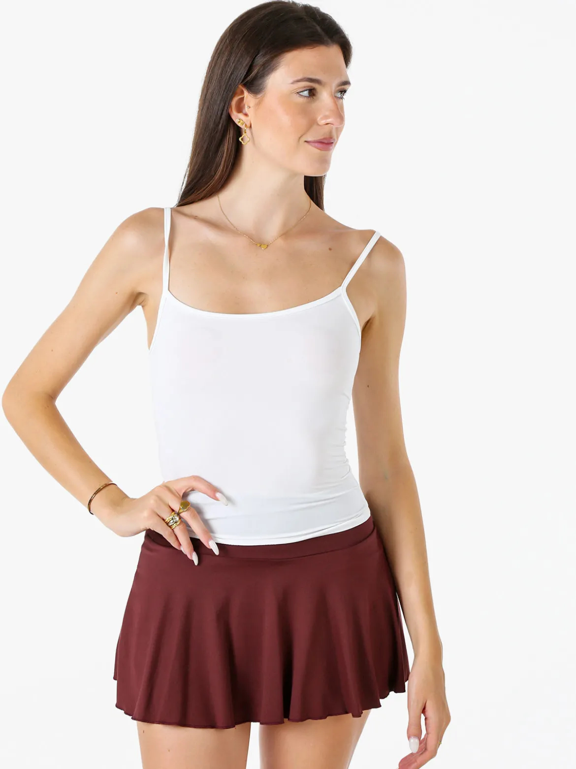 Lovery Top donna con spalline strette - bianco