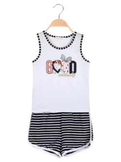 Luisa Chic Completo corto da bambina con canotta e shorts rigati