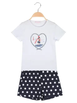 Luisa Chic Completo corto da bambina con t-shirt e shorts a pois