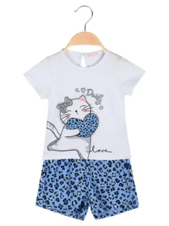 Luisa Chic Completo corto da neonata con t-shirt e shorts animalier
