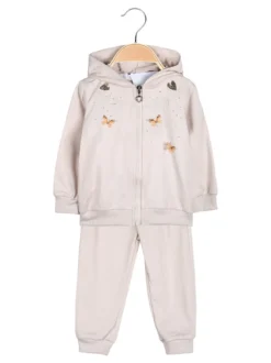 Luisa Chic Completo tuta 3 pezzi da neonata con cappuccio e zip - beige