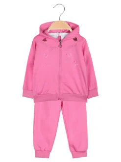 Luisa Chic Completo tuta 3 pezzi da neonata con cappuccio e zip - fucsia