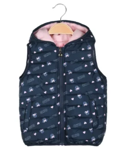 Luisa Chic Giubbino smanicato da bambina con cappuccio e zip - blu scuro