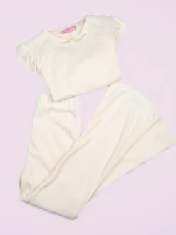 Luisa Chic Maglia da bambina a maniche lunghe con dettagli di perle - beige