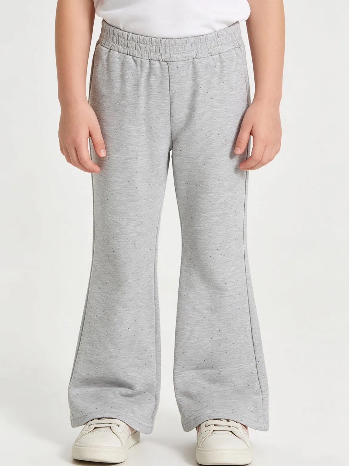 Luisa Chic Pantaloni da bambina a zampa con strass - grigio