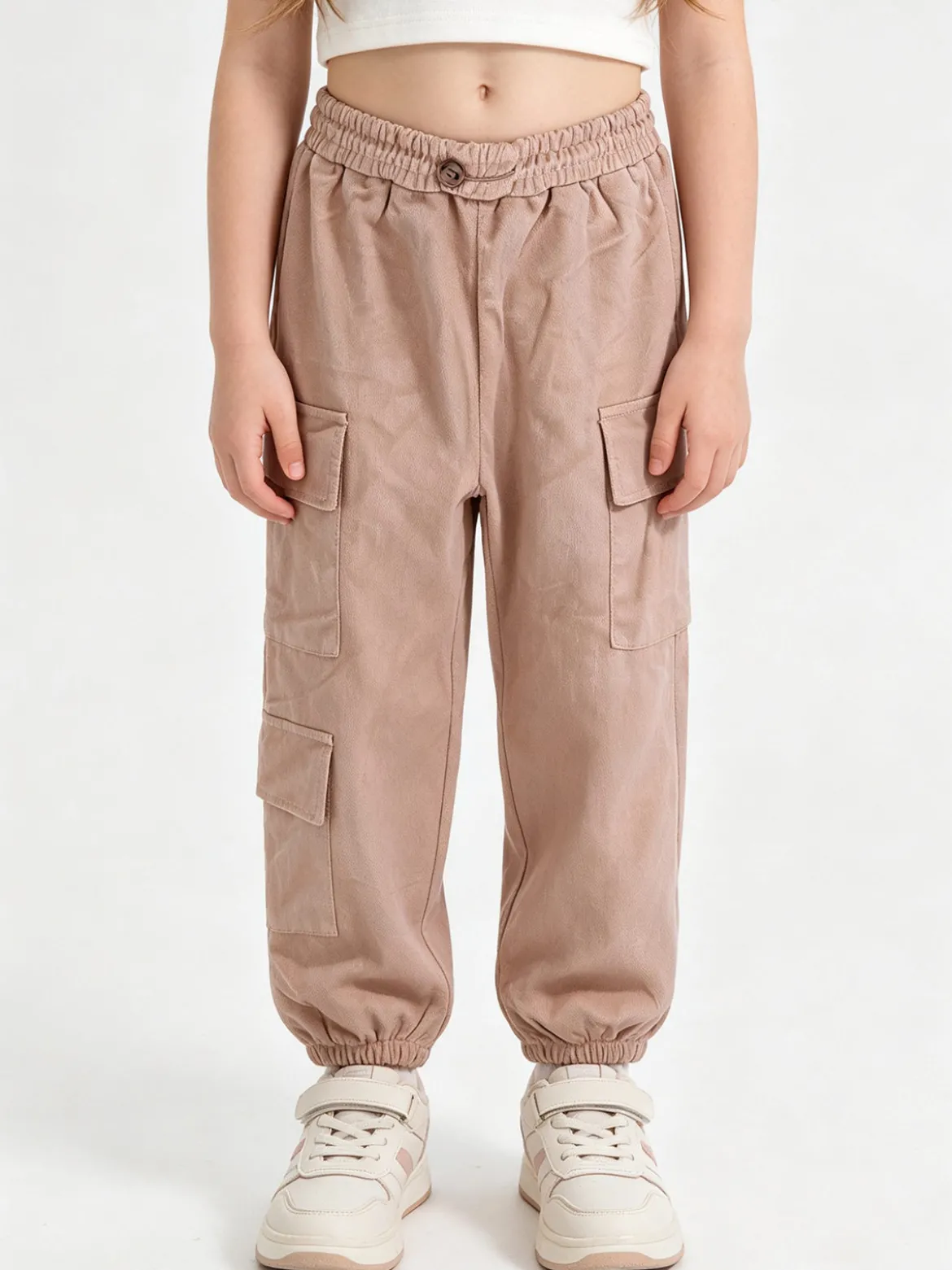 Luisa Chic Pantaloni da bambina in velluto con tasconi laterali