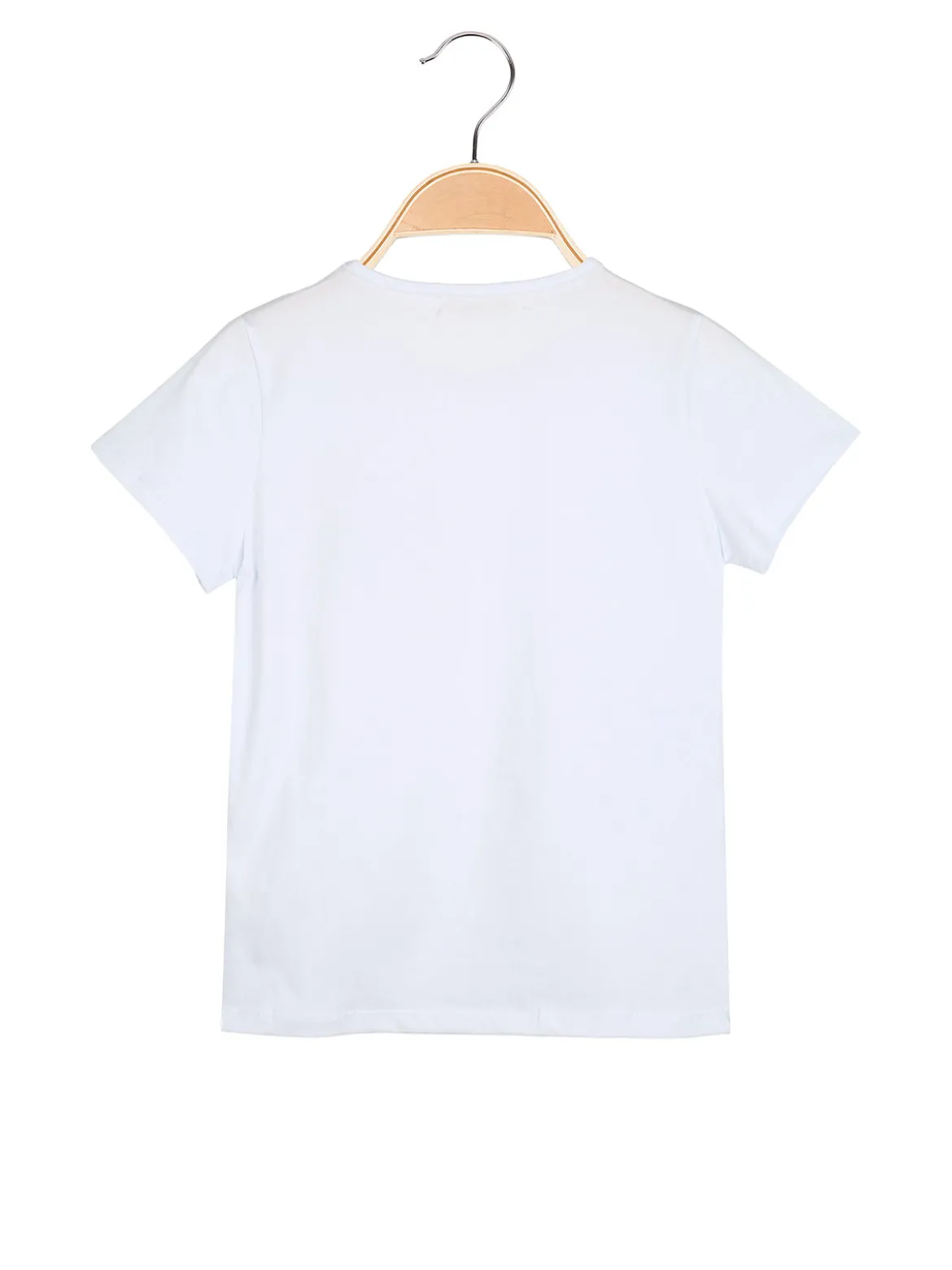 Luisa Chic T-shirt da bambina in cotone con toppa in macramè - bianco