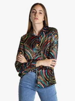 Luisa Loire Camicia donna a maniche lunghe con stampa a fantasia