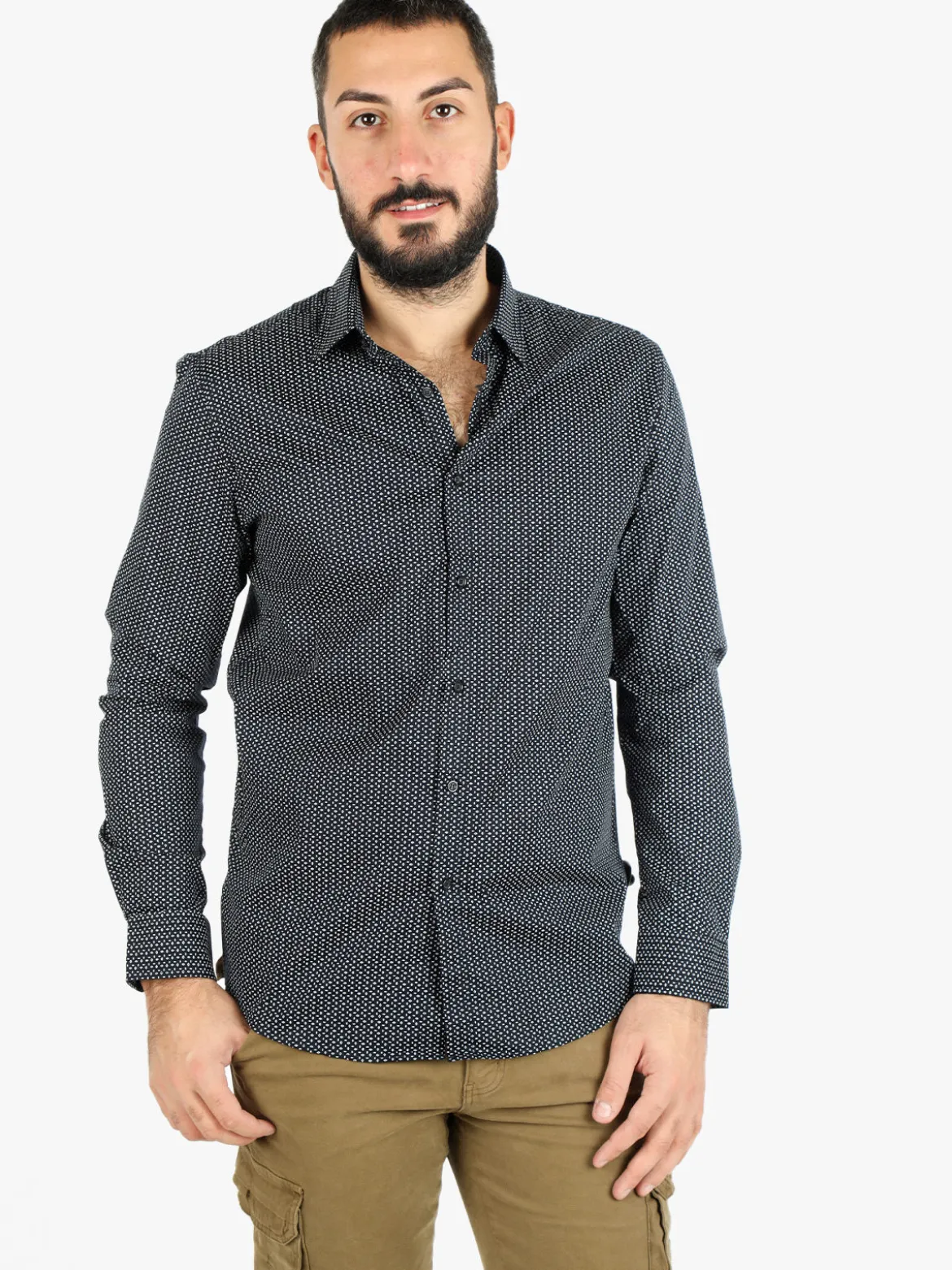 Lurvy Camicia uomo maniche lunghe in cotone