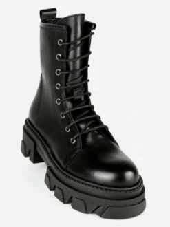 Made In Italy Anfibi in pelle donna con tacco e plateau