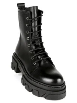 Made In Italy Anfibi in pelle donna con tacco e plateau