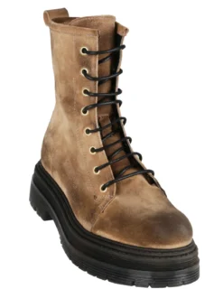 Made In Italy Anfibi in pelle scamosciata donna con plateau