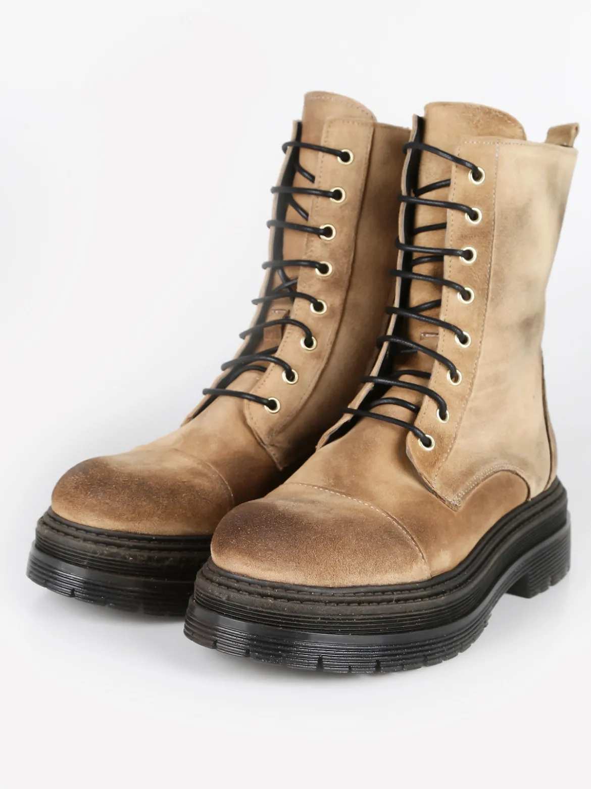 Made In Italy Anfibi in pelle scamosciata donna con plateau