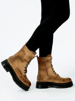 Made In Italy Anfibi in pelle scamosciata donna con plateau
