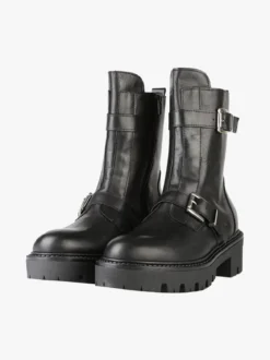 Made In Italy Stivaletti biker in pelle da donna