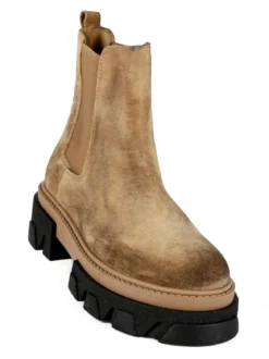 Made In Italy Stivaletti in pelle scamosciata donna con tacco e plateau