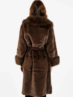 Made With Love Cappotto lungo da donna in ecopelliccia - marrone