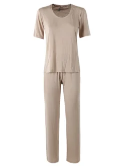 Magic Dream Pigiama lungo da donna in fibra di bamboo a maniche corte - nudo