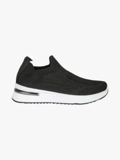 Maira Sneakers donna slip on in maglia con zeppa - nero
