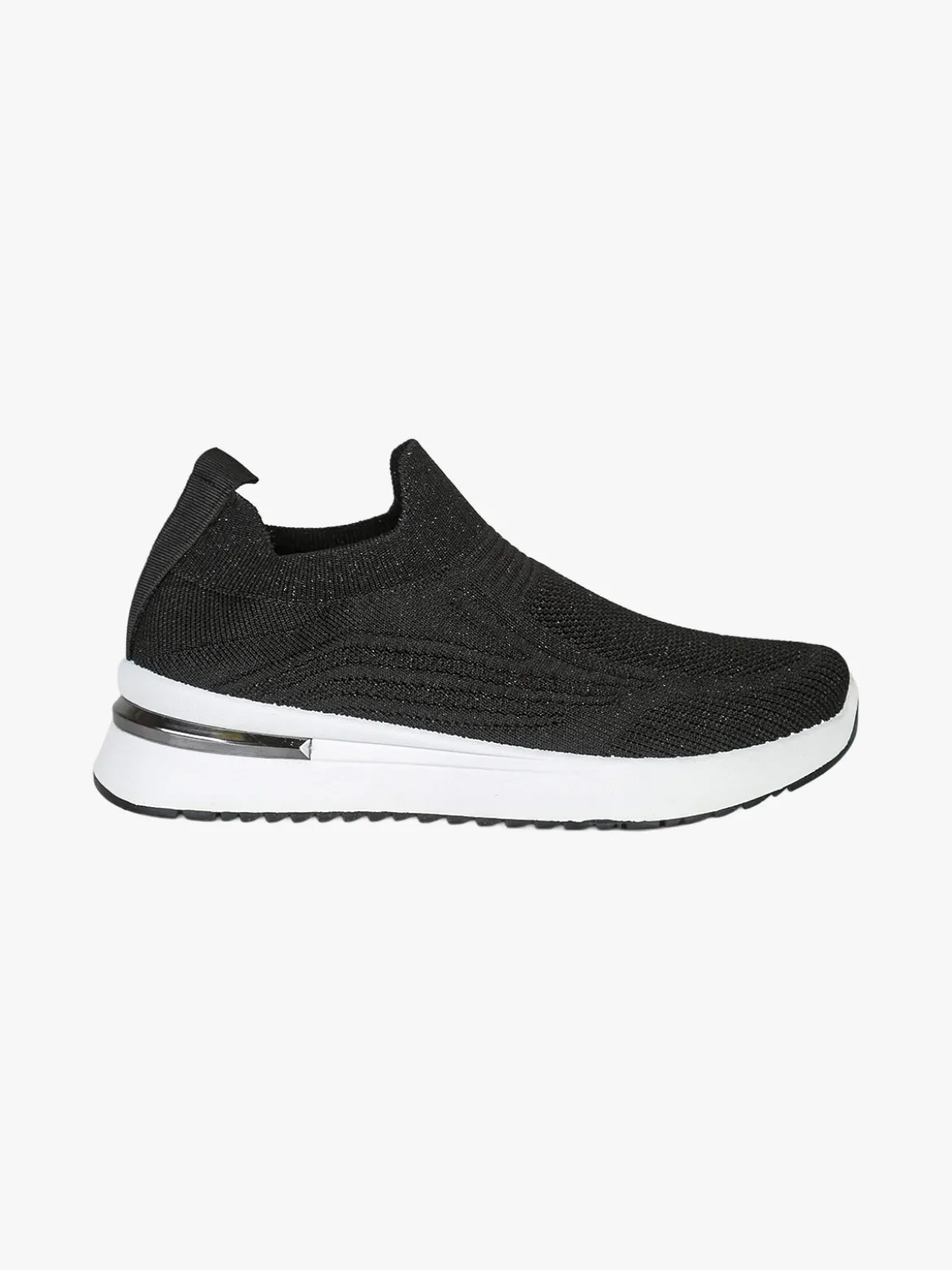 Maira Sneakers donna slip on in maglia con zeppa - nero